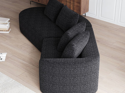 Upholstered Oversized Sectional Sofa, 4 Seater Extra Deep & Wide Seat Curved Cloud Couch With 4 Throw Pillows, Free Combination Living Room - Black
