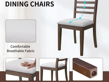 Extendable Dining Set, Farmhouse Extendable Table With Upholstered Chairs