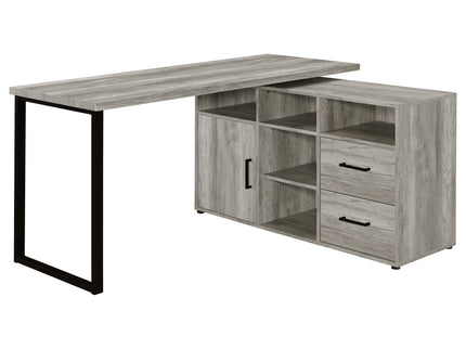 Corrado - L-Shape Office Desk With Storage - Gray