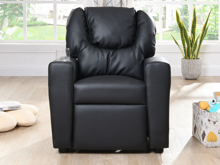 Sally Deluxe Kids Recliner Chair With Cup Holder - Black