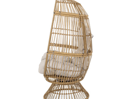 Patio Swivel Basket Egg Chair With Cushion