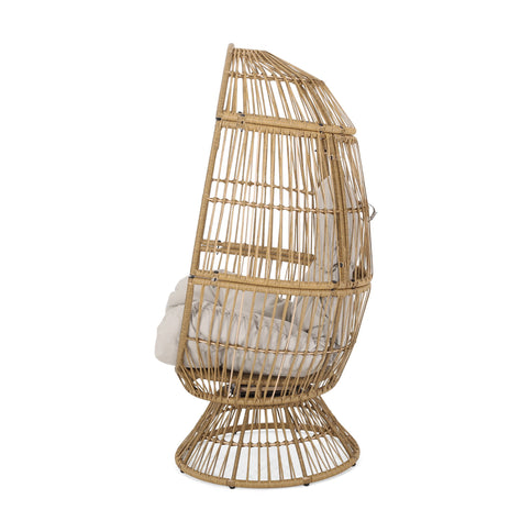 Patio Swivel Basket Egg Chair With Cushion