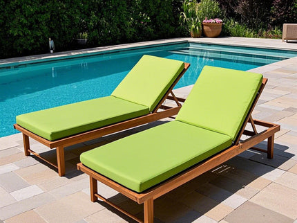 2 Piece Outdoor Chaise Lounge Chair Cushion Set With Pillow, Replacement Patio Seat Cushions - Apple Green