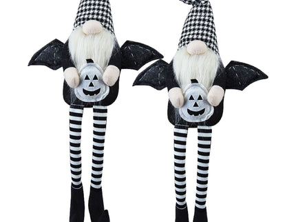 Sitting Gnome With Wings & Plaid Hat, For Halloween Decor