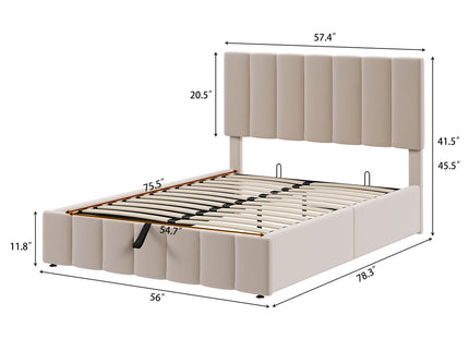 Elegant Upholstered Platform Bed With Hydraulic Storage System