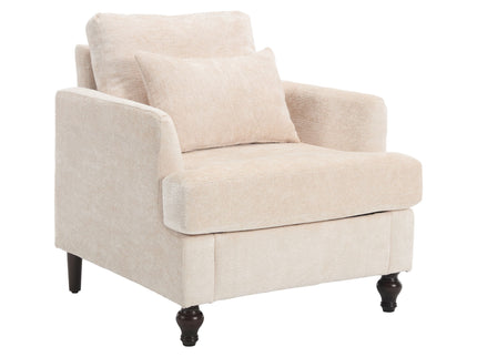 Modern Mid Century Wood Frame Armchair With Tufted Design