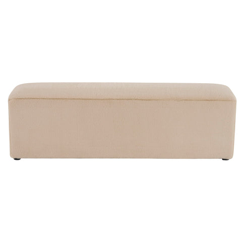 Long Plush Ottoman, Simple Footstool And Seat For Home Use - Almond