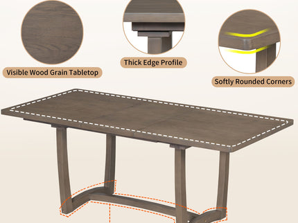 Rectangular Extendable Dining Table Set With 6 Upholstered Chairs