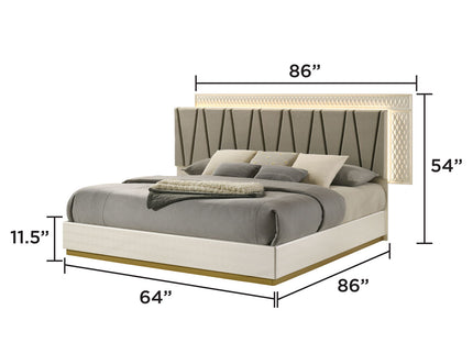 Stanley - Bed With LED Upholstered Headboard