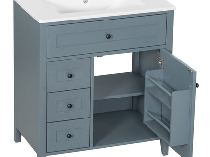 Modern Bathroom Vanity With Sink, 3 Drawers And Adjustable Shelf