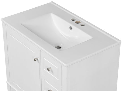 Freestanding Bathroom Vanity With Sink, Soft Close Door, 3 Drawers