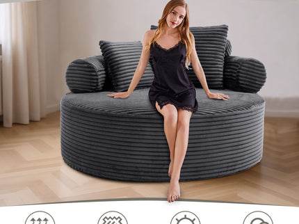 Round Sofa Bed With 3 Pillows For Living Room
