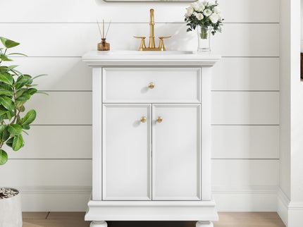 Modern Bathroom Vanity With Tip-Out Drawer And Soft-Close Hinges