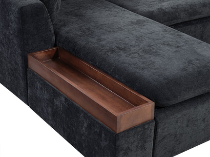 Modern L Shaped Sectional Sofa With Upholstery And Wooden Storage