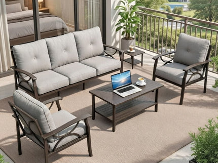 Patio Furniture Set With Coffee Table And Cushions For Backyard