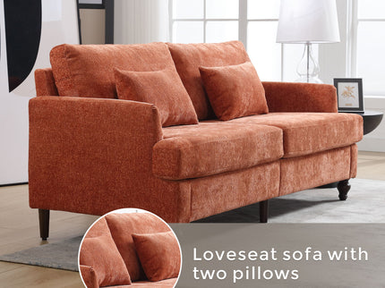 Mid Century Modern Fabric Loveseat Sofa, 2 Seat Upholstered Couch