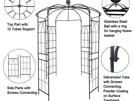 Metal Garden Arch Iron Garden Arbors Gazebo Dia High Birdcage Shape Pergola Pavilion For Wedding Ceremony