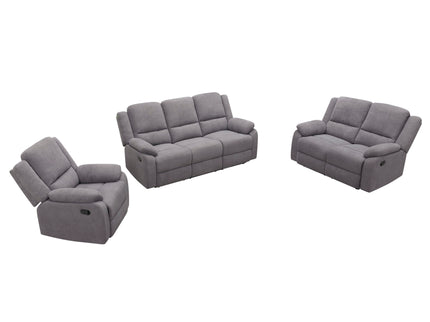 3 Piece Reclining Sofa Set With 150° Deep Recline, 3 Seat Couch, Loveseat & Single Recliner - Gray