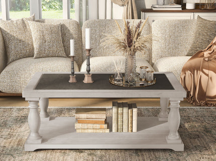 Farmhouse Rectangular Coffee Table With 2 Tiers