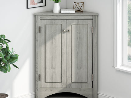 Triangle Bathroom Storage Cabinet With Adjustable Shelves, Freestanding Floor Cabinet For Home Kitchen