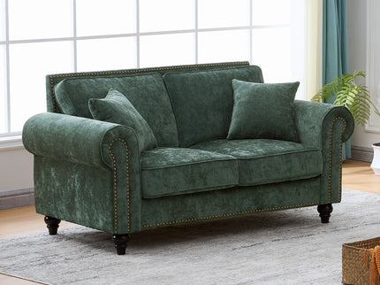 2 Seater Sofa With Rolled Arms, Tufted Upholstered Couch