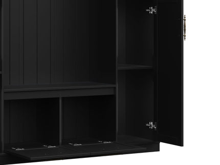 Hall Tree With 4 Side Cabinets