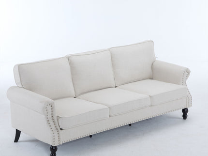 Rolled Arm Sofa With Nailhead Trim With Wooden Legs