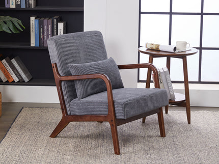 Accent Chair With Pillow And Wood Frame