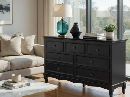 7 Drawer Dresser, Storage Chest - Black