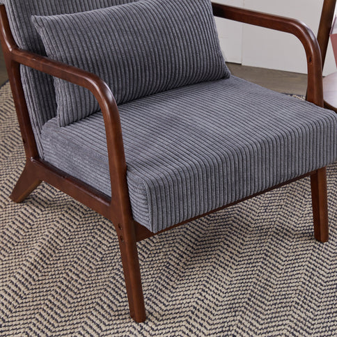 Accent Chair With Pillow And Wood Frame