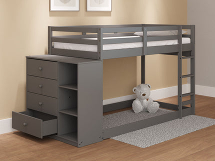 Gaston - Bunk Bed Twin Over Twin With 4 Drawers & 3 Compartments - Gray