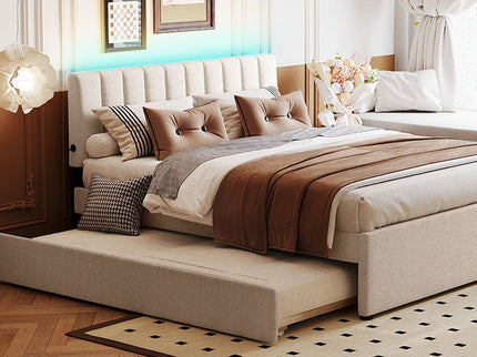 Upholstered Platform Bed With Trundle