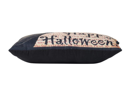 Crow Happy Halloween Pillow - Beige / Black