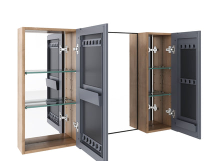 43.3" Wall Mounted Bathroom Cabinet With Adjustable Shelves, Door Storage Cabinet - Imitative Oak