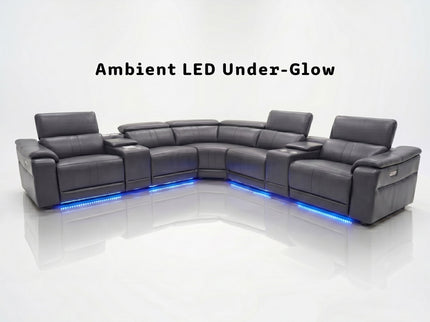 L - Shaped Recliner Sectional Sofa With Bluetooth Speakers, Wireless Charging, LED Lights