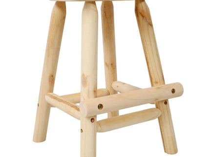 Rustic Bar Stool, Fir Wood Construction, Wide Armrest