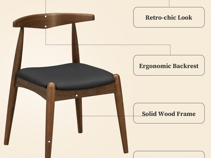 5 Piece Dining Set With 1 Table And 4 Upholstered Chairs - Walnut / Black