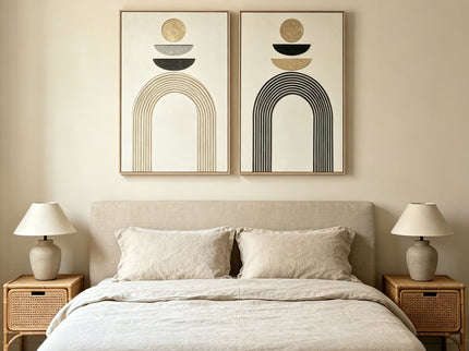 Framed Wall Art, Textured Canvas Painting, Decor For Living Room (Set of 2) - Antique Black