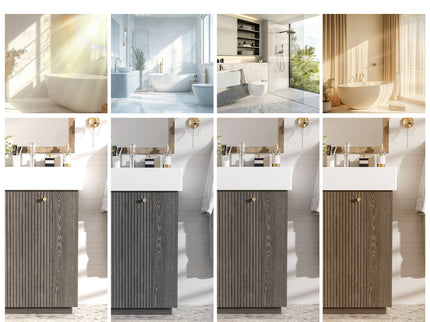 Bathroom Vanity With Sink, Freestanding Wood Grain Cabinet With Storage