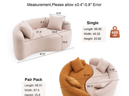 Tai Chi - Curved Dual Depth Loveseat