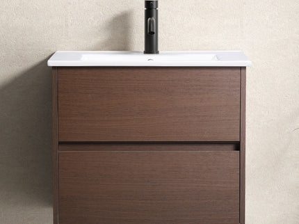 Wall-Mounted Bathroom Vanity, Soft-Close Drawer, Premium Slides - Black Brown