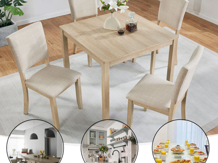 Modern 4 Person Dining Table Set With 4 Chairs