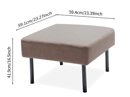 Modern L Shaped 3 Seater Sofa With Ottoman, Upholstered Couch For Small Spaces