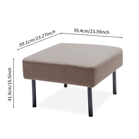 Modern L Shaped 3 Seater Sofa With Ottoman, Upholstered Couch For Small Spaces