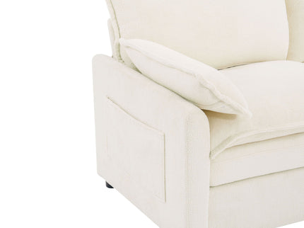Modern Sofa Set With Double Layer Cushion And Side Storage Pockets