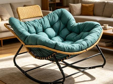 Oversized Papasan Rocking Chair Outdoor With Thick Cushion