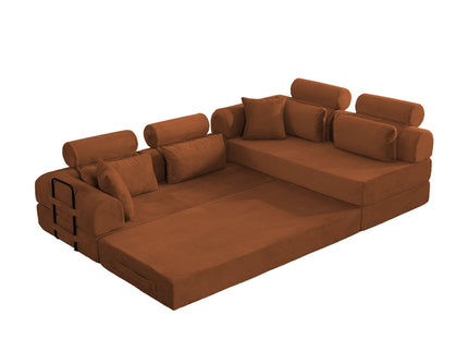 Modern L-Shape Modular Sectional Sofa, Compressed Design