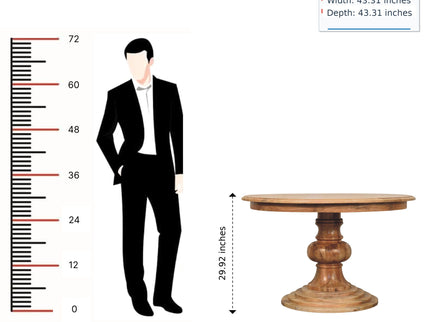 Round Turned Dining Table - Oak