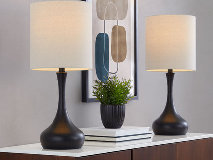 Genie - Contemporary Table Lamp (Set of 2) - Matte Black / Oatmeal