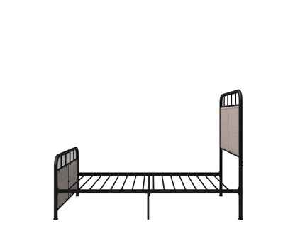 Twin Size Linen Upholstered Platform Metal Bed Frame With Fabric Headboard And Footboard - Brown